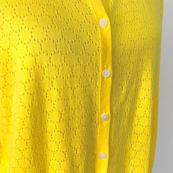 Talbots Cotton Blend Button Up Yellow Cardigan Sz 1X - Picture 3 of 16